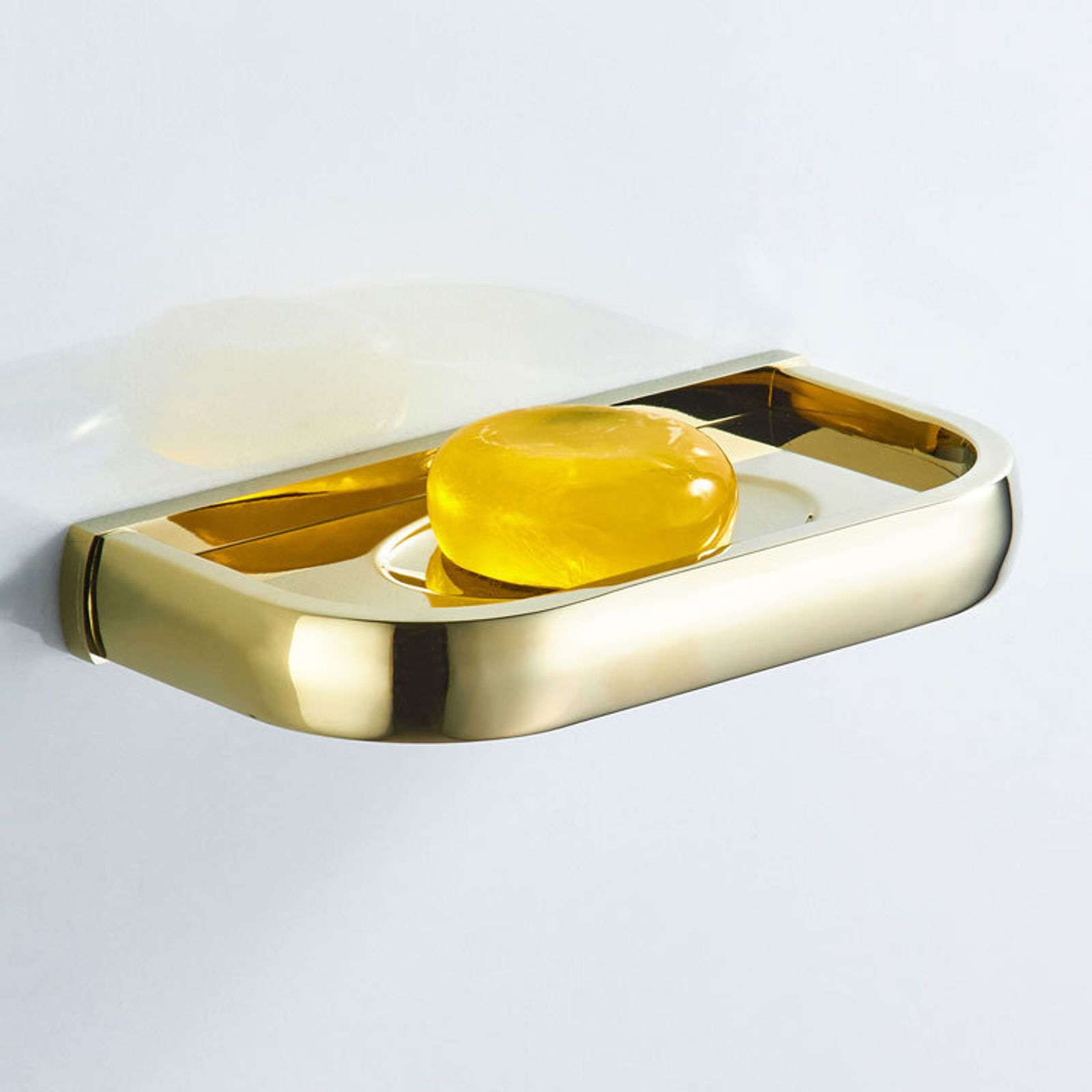 Jabonera de Pared, jabonera, jabonera de latón Moderno, Soporte de Esponja con Acabado Pulido Dorado for Ducha, baño, Cocina, Dorado