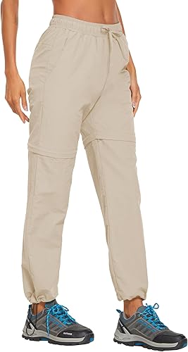 Miniatura 2 de PINSPARK Pantalones de senderismo con cremallera para mujer, impermeables, convertibles, ligeros, para camping, pantalones deportivos con bolsillos