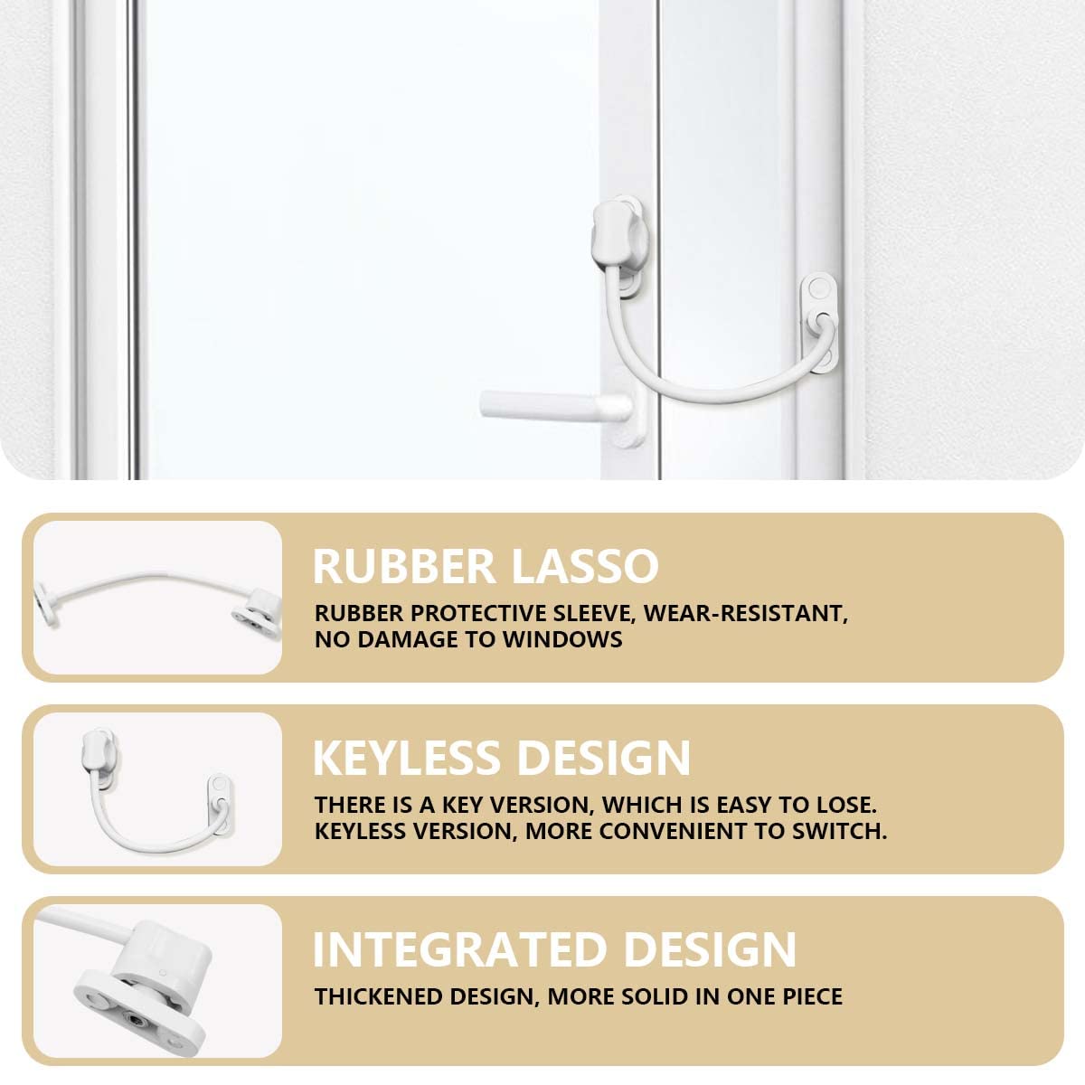Bwintech 5 Pack White Keyless Window Restrictor - Image 3