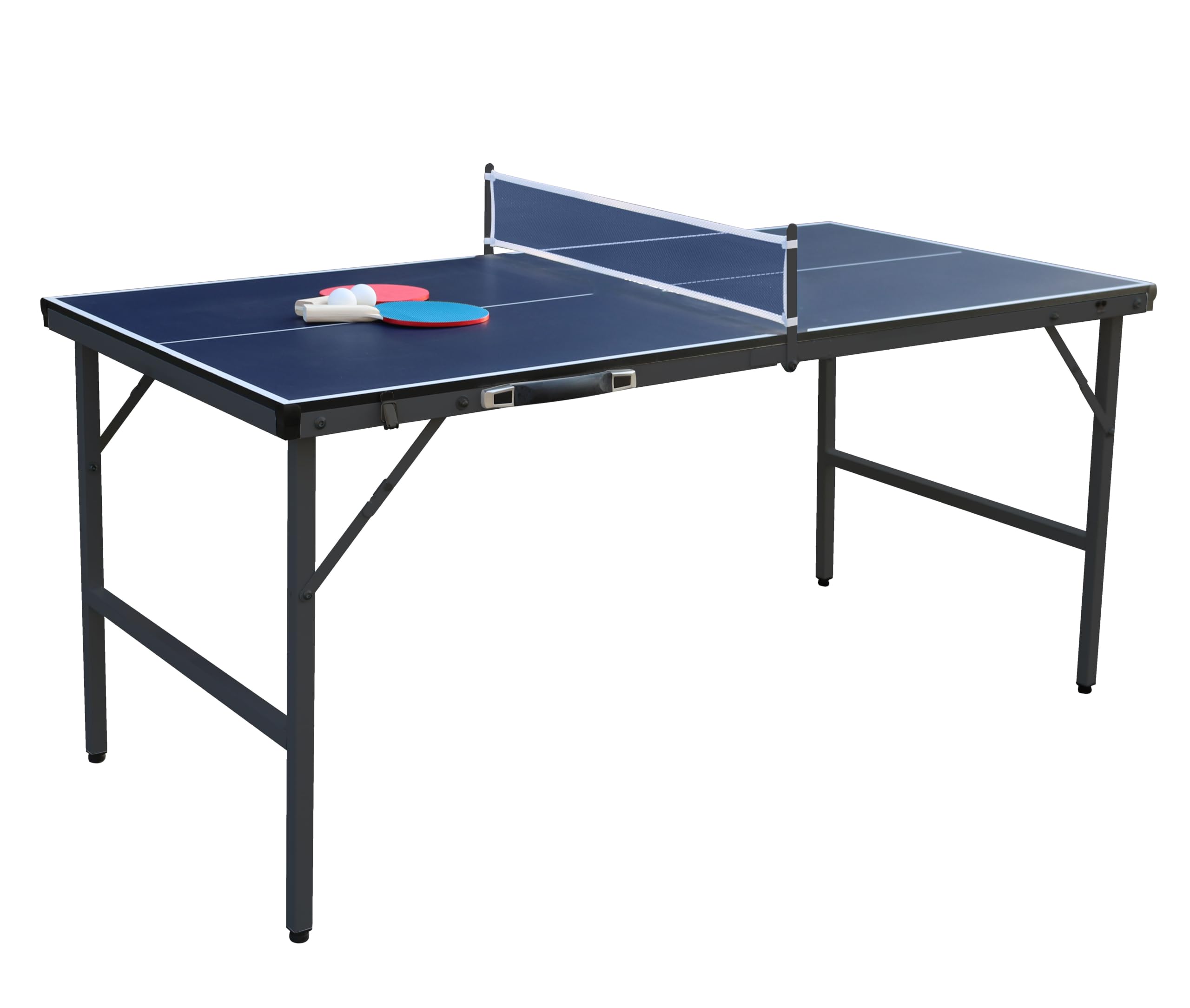 COSTWAY Tavolo da Ping Pong Pieghevole da Esterno ed Interno | Tavolo da Tennis Portatile con Rete, 2 Racchette, Palline e Maniglia, Set Giochi di Ping Pong Salvaspazio per Famiglie