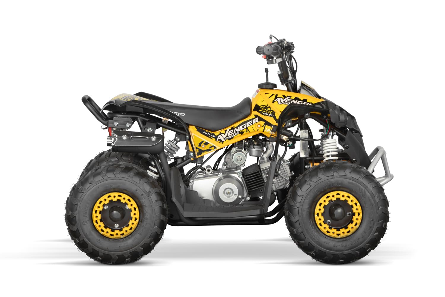Avenger Prime 125cc Midi Kinderquad Quad ATV 6 Zoll Automatik Rueckwärtsgang E Start LED Licht Daumengas Drossel (Blau)