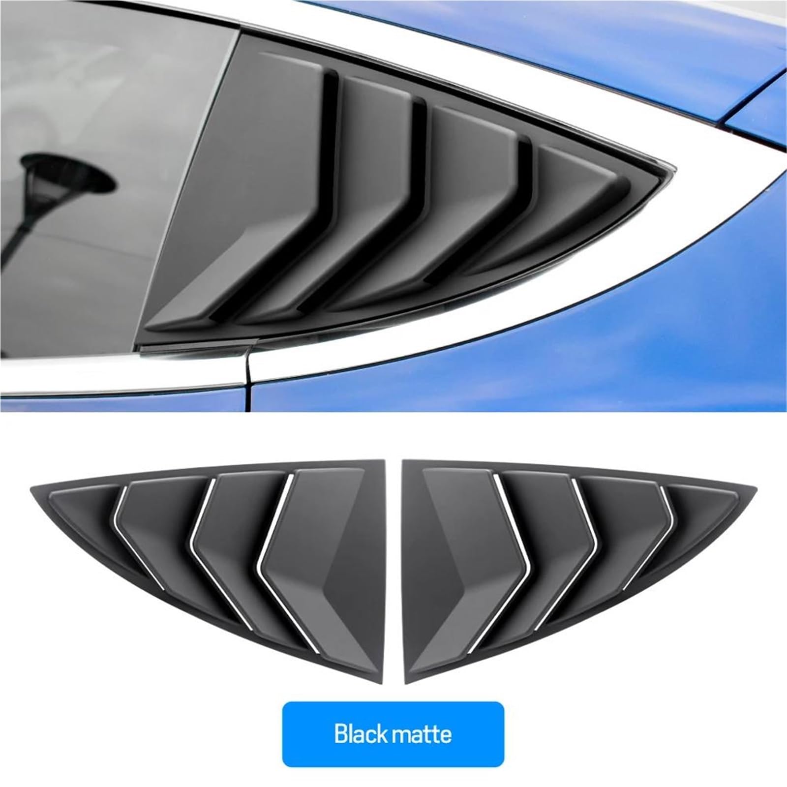 Coche Alerón Ventana Trasera Divisor Para Tesla Para Model 3 Para Highland 2024 ABS Cubierta Persiana Ventana Trasera Coche Embellecedor Ventilación Lateral Triángulo(Matte Black)