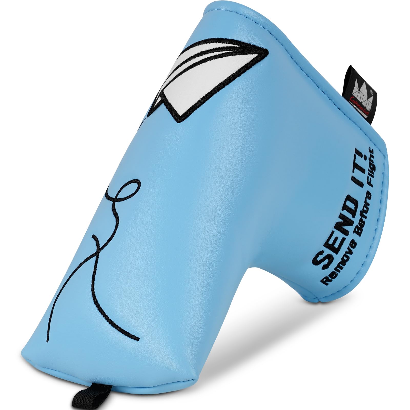 Craftsman Golf Airplane Send It Blue Blade Putter Cover Headcover Protector Magnetic Closure
