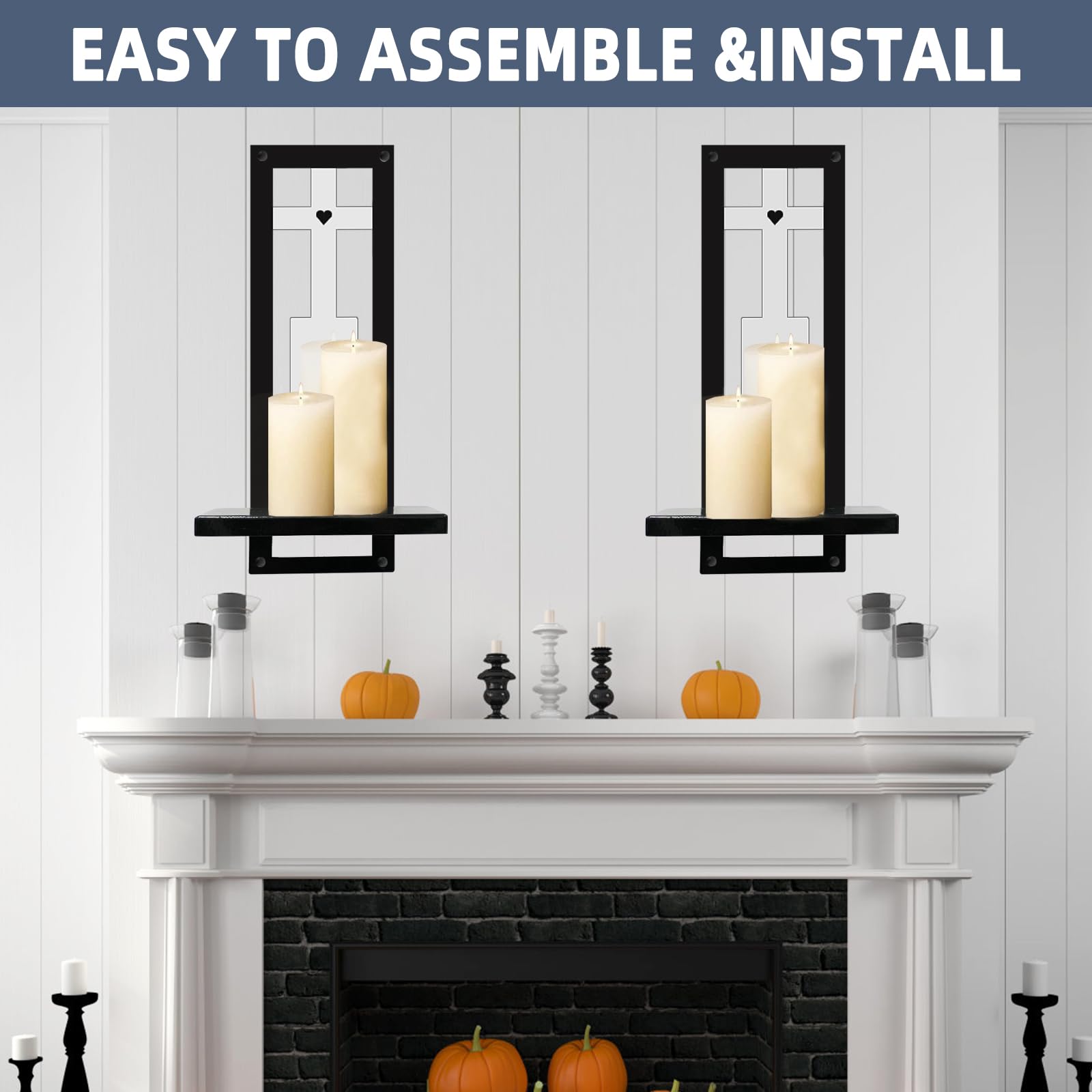 Snapklik.com : Metal Wall Candle Sconces Holder, Silver Mirrored Candle