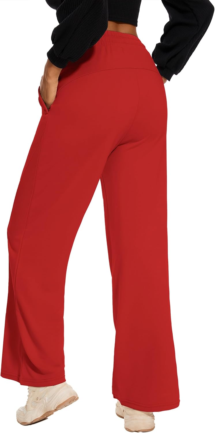 M MOTEEPI Women Sweatpants Wide Leg 30" Lounge Sweat Pants Casual Baggy Trousers with Elastic Waist Straight Leg - Image 3