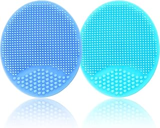 Baby Bath Brush, Baby Cradle Cap Brush, Silicone Massage Brush, Silicone Scrubbers Exfoliator Brush, Baby Skin Scrubbers Essential for Dry Skin, Cradle Cap and Eczema 2 Pack (Small-Blue&Green)