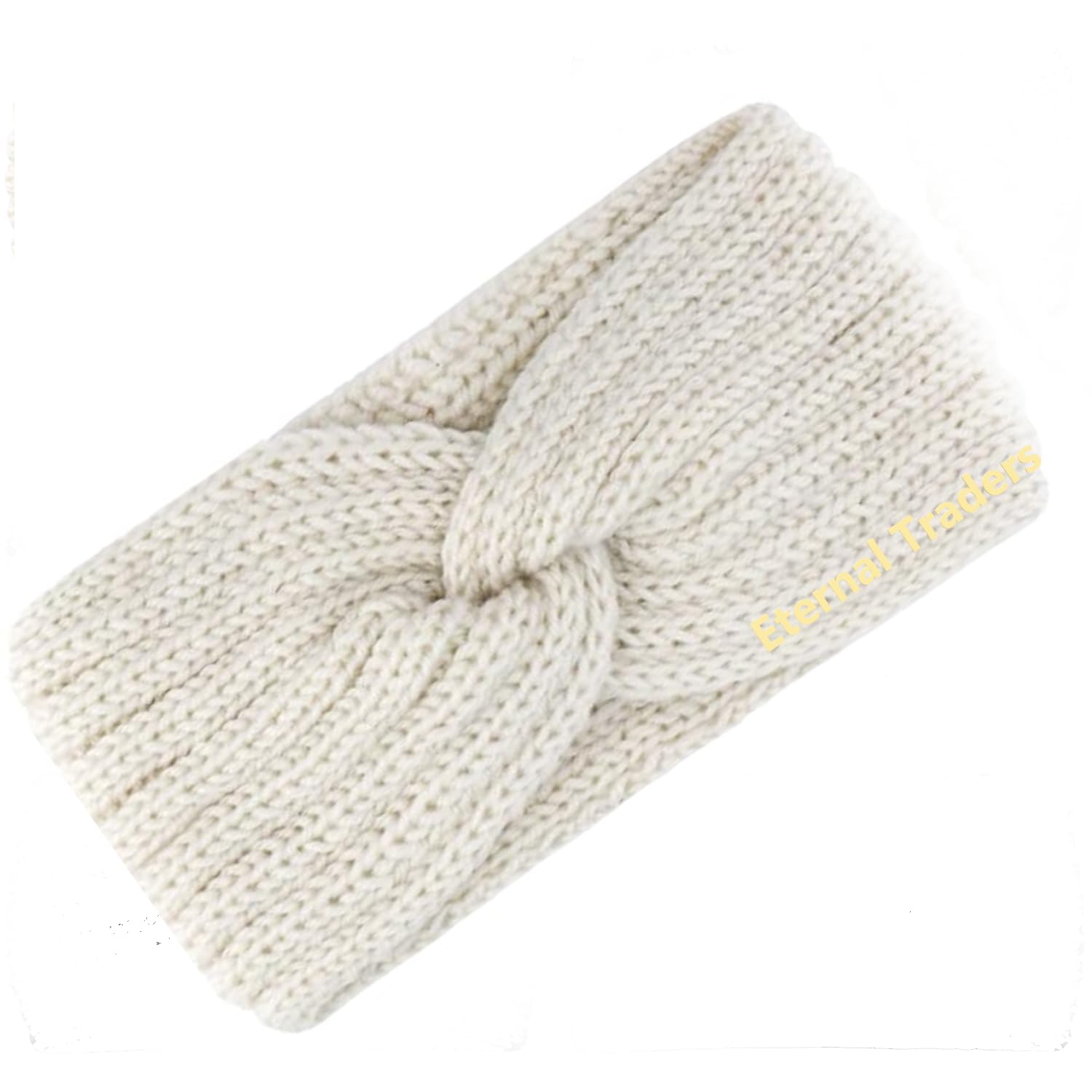 1Pcs Woolen Handmade Warm Winter Headbands for Women Cold Weather Knit Wide Headband Ear Warmers Soft Turban Stretch Headbands Earmuffs Ear Muffs for Girls Winter Running Head Wrap (White)-picture-31