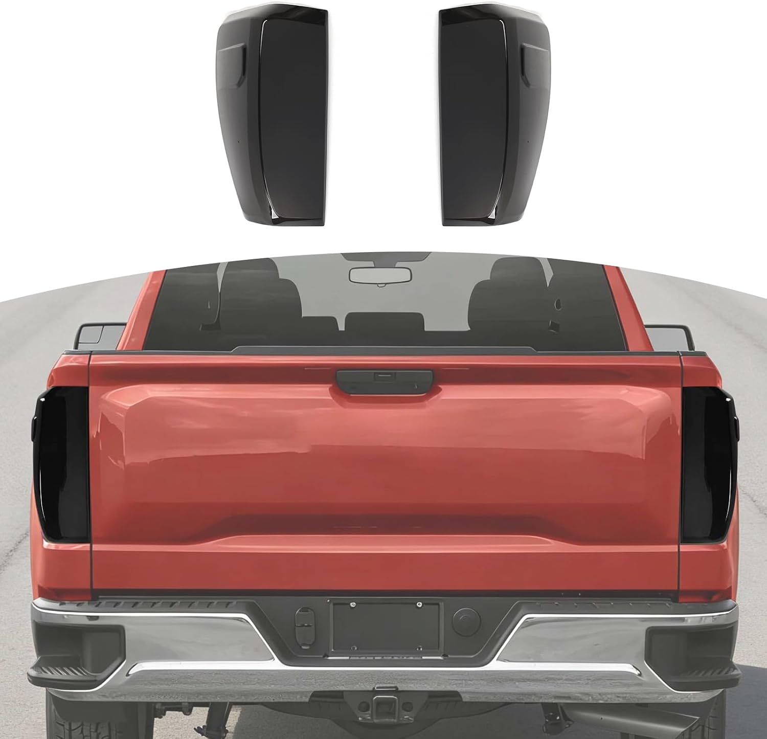 for Sierra Tail Light Cover Trim Smoked Fit for GMC Sierra 2019+ Black Exterior Accessories 2pcs