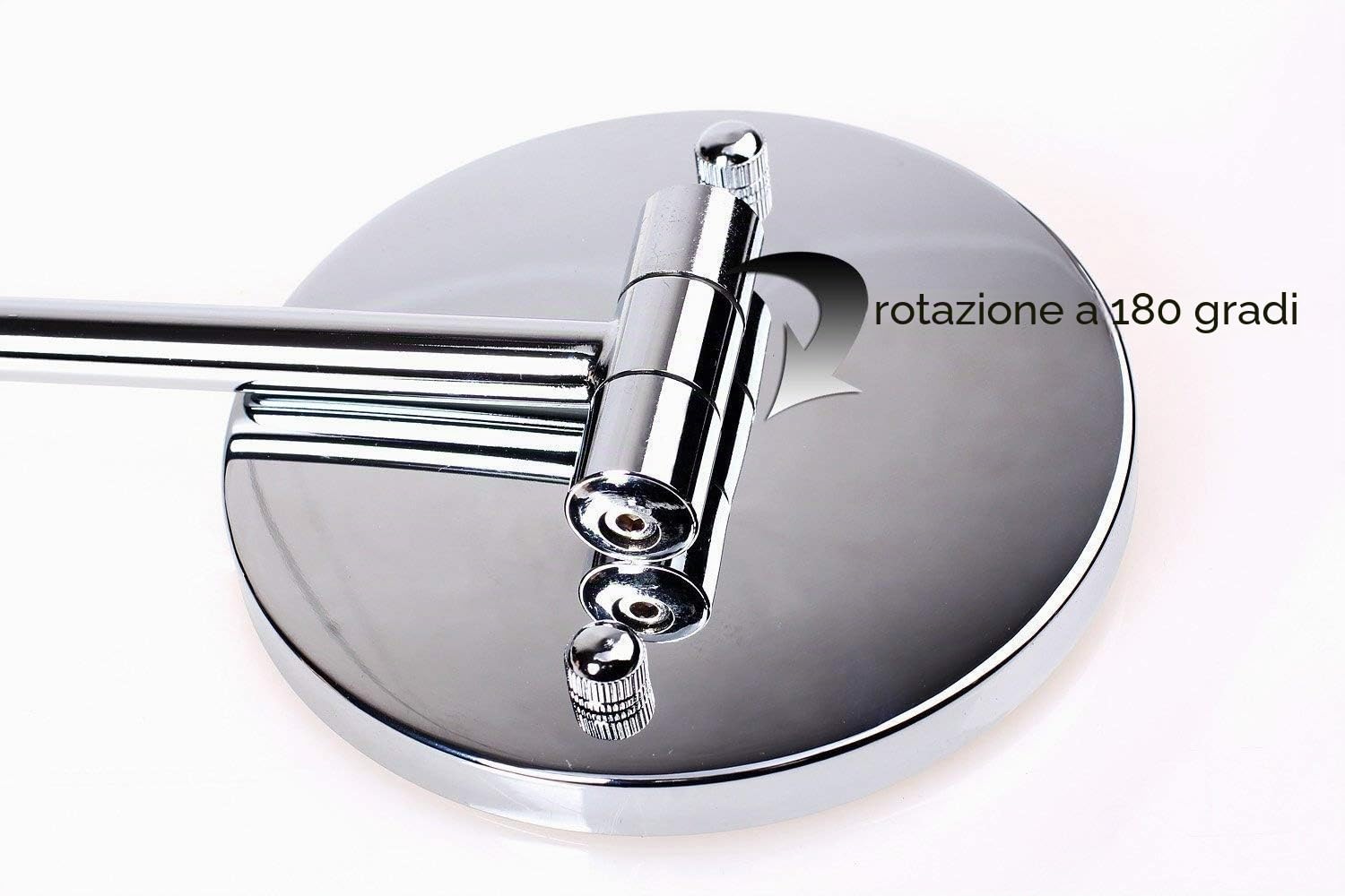 Specchio da Trucco 8 Pollici, Ingranditori 10X, Cosmetico Specchio da Parete, 20 cm Doppio Faccia Specchio a Parete, Specchio da Bagno per Trucco e Rasatura, Argento, Cromato, KXD3107-5x