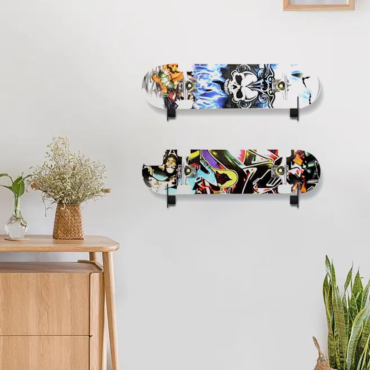 Soporte Pared Skate Acrílico Negro 2 Piezas, Exhibición Almacenamiento Snowboard
