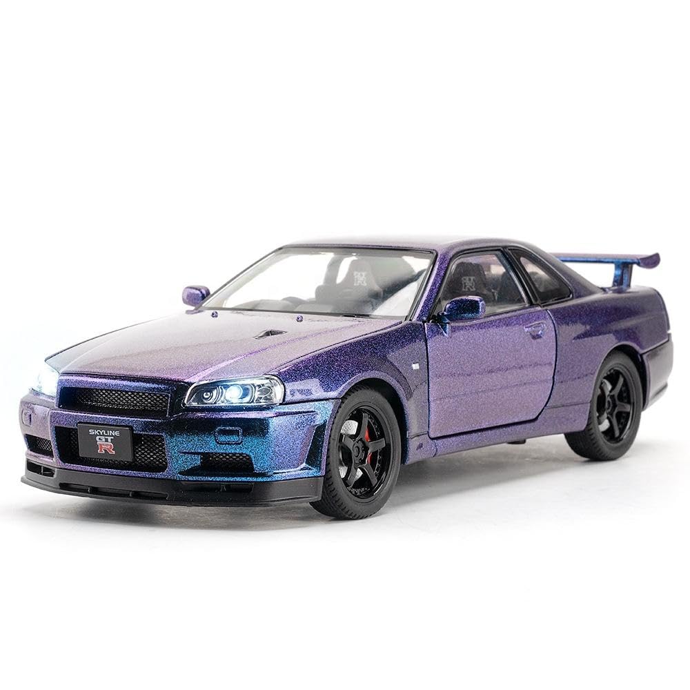 SR TOYS 1:24 Scale Nissan Skyline GTR-R34 Diecast Models Alloy Diecast Toy Car Model Sound Light Pull Back Car Toy for Kids (Purple) (B0DGLZK4ZN) Amazon Price History, Amazon Price Tracker
