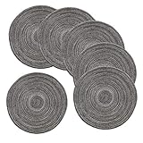 Amidaky Round Woven Placemats Thermal Insulation Dining Table Round Cotton Placemats Set of 6 Gray 1