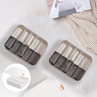 下着 収納 仕切り 下着収納ボックス おしゃれ 蓋付き 【2個セット】10マス おしゃれ 大容量 仕切り 深型 下着 収納ケース 整頓ボックス 小物収納 小分け収納 スペース節約整理 耐久性 長持ちで 防塵 靴下、ネクタイ、ショーツ、ハンカチ ケースボックス寝室 織物 収納便利 下着収納ケースA(10個仕切り) 2個