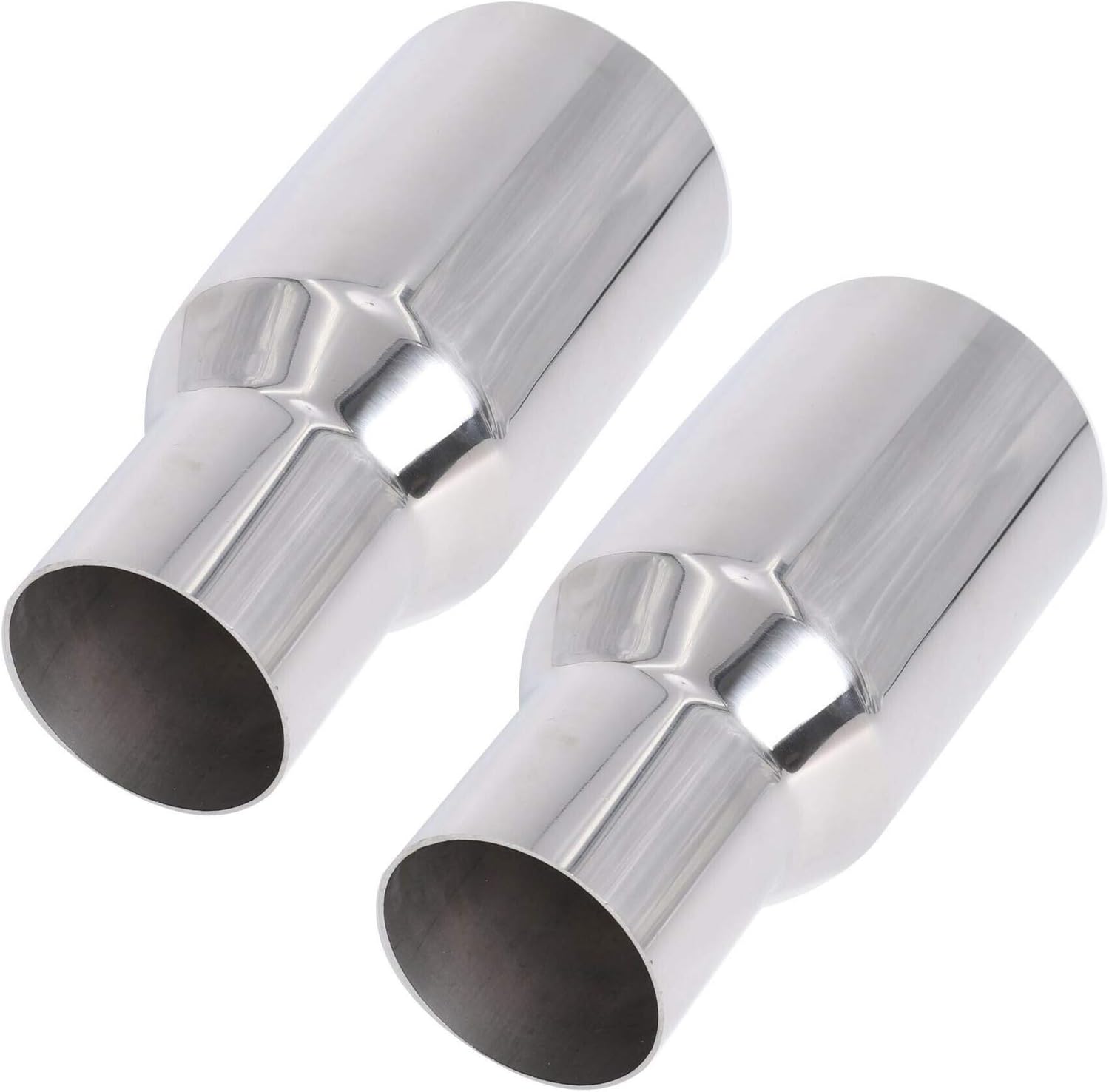 Fekuar Pack of 2 Exhaust Tip Straight Cut 2.5" Inlet 3.5" Outlet Single Layer T304 Polished Stainless Steel Weld on 7.25" Long Exhaust Tail Pipe Silver for Truck Cars