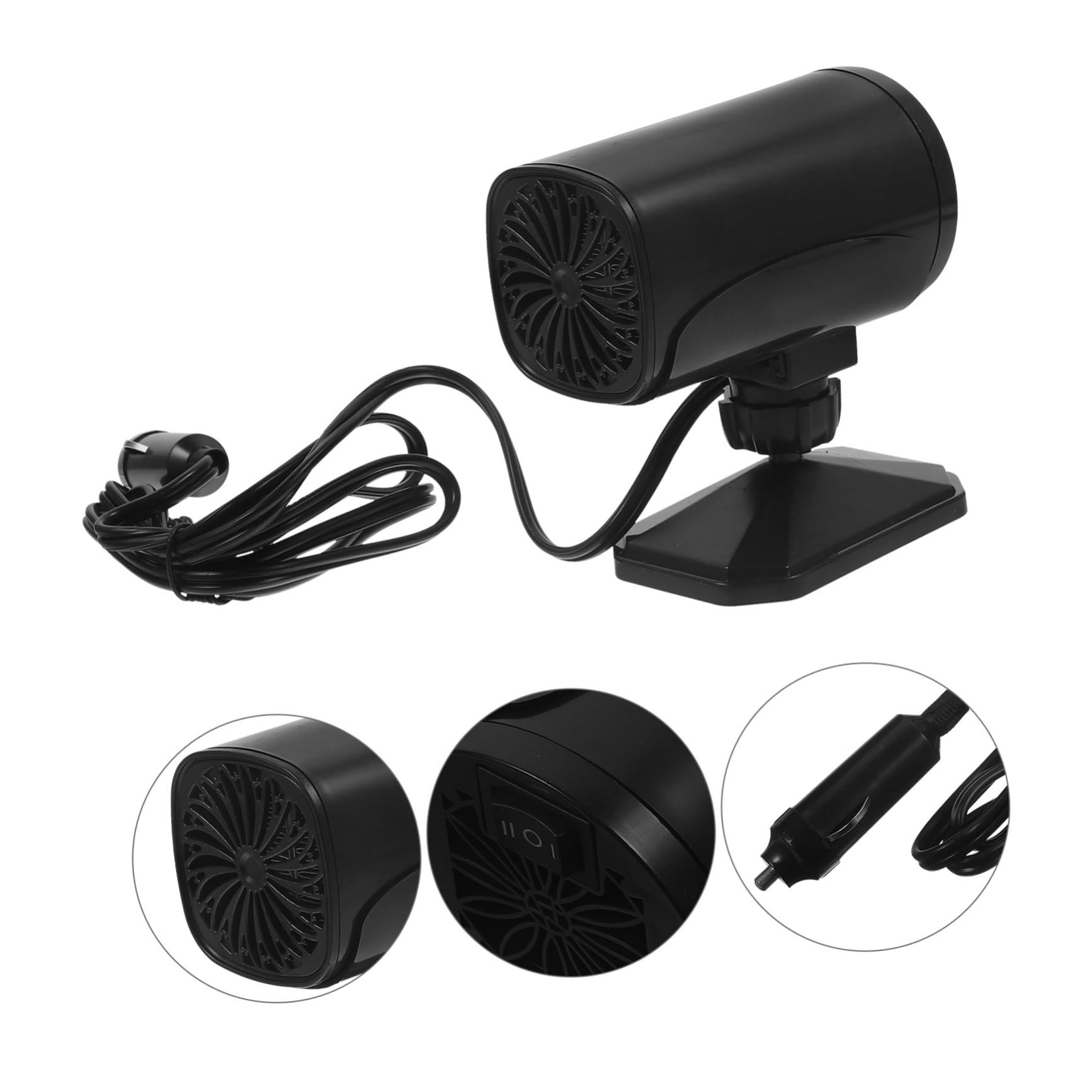 Mikinona Calentador Portátil para Coche con Ventilador Defroster Diseño Ajustable para Descongelar Parabrisas y Eliminar Niebla Enchufe para Mechero Vehículos y Camping