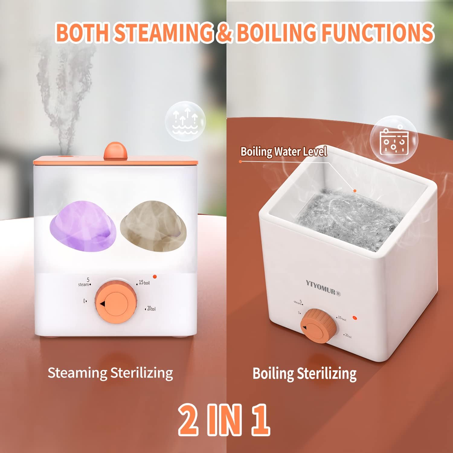 Menstrual Cup Sterilizer, Menstrual Disc Cleaner, 2 in 1 Boiling and Steaming Modes for Women Feminine Hygiene Care, One-Click Knob Timer Auto Off, with 1 Cleaning Brush & 1 Heat Resistant Clip