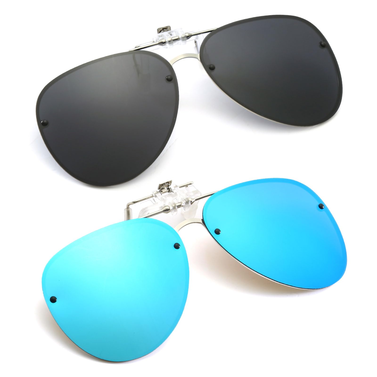 YAMEIZEPolarized Lens Clip on Sunglasses - Anti-Glare Pilot Glasses for Women Men Flip Up Rimless Clip Eyewear Driving Travelling Outdoor…