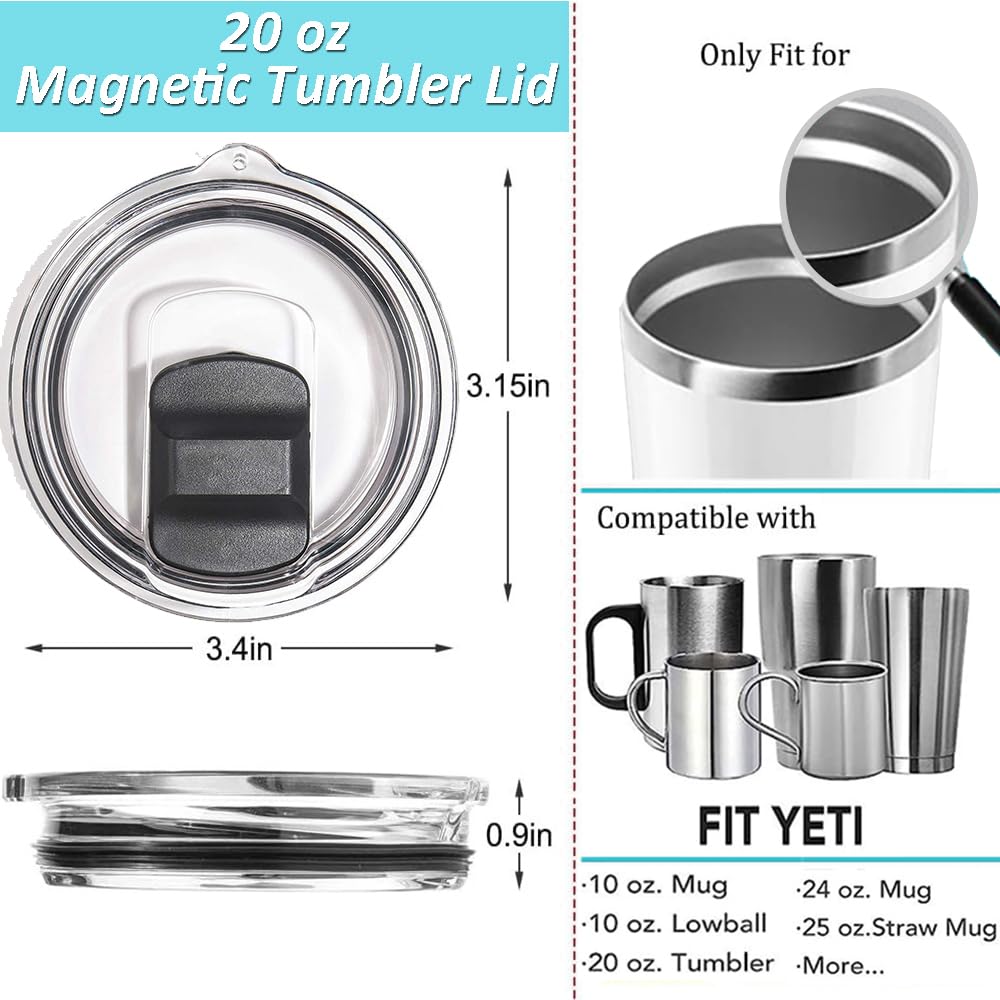 3Pcs 20oz Yeti Tumbler Lids, Magnetic Slider Replacement Lid for 20oz Yeti Rambler/16oz Pints/10/24oz Mug/10oz Lowball, Spill Proof Coffee Cup Cover