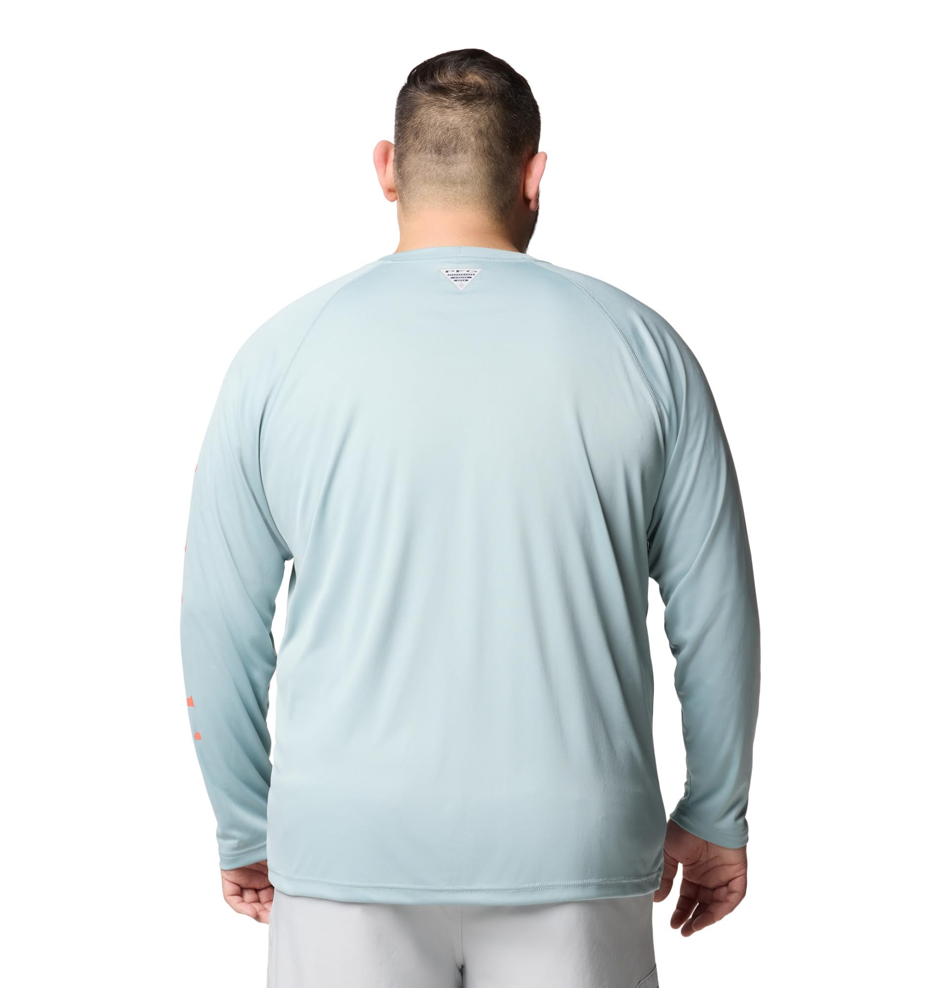 Columbia Tamiami II - Camisa de Manga Larga para Hombre, Logotipo Azul aplastado/melocotón desteñido, M