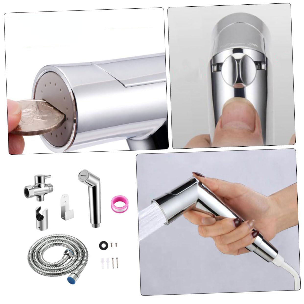 Homoyoyo Kit de Cabezal Rociador de Mano y Kit Pulverizador de Bidé Presurizado Ajustable, Multiusos y Duradero para Higiene Personal Diaria en Baño