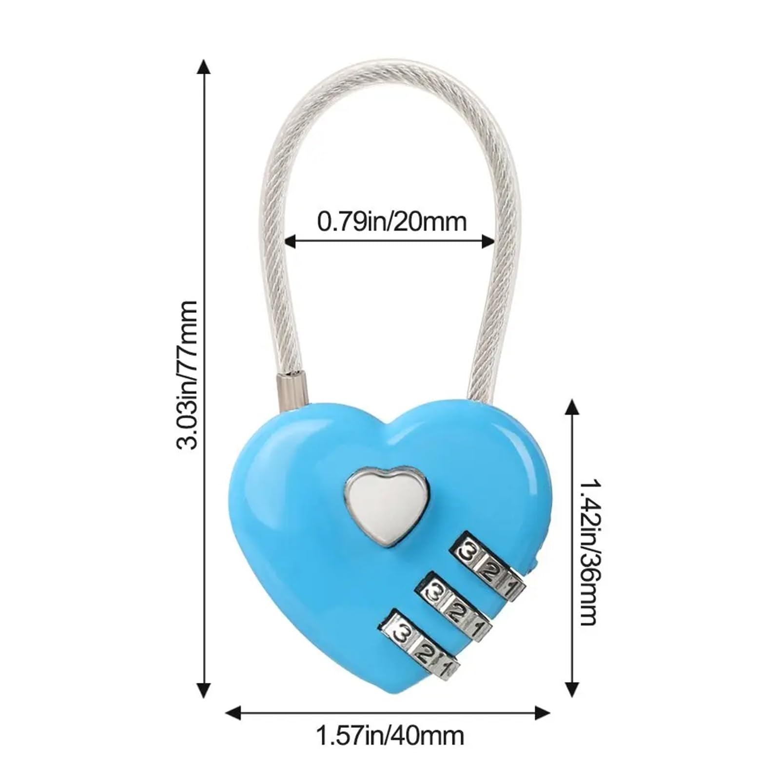 Candado con forma de corazón, 3 dígitos, contraseña, candado for equipaje de viaje al aire libre, herramienta de seguridad, candado for casillero de regalo for pareja, 1 unidad(Pink)
