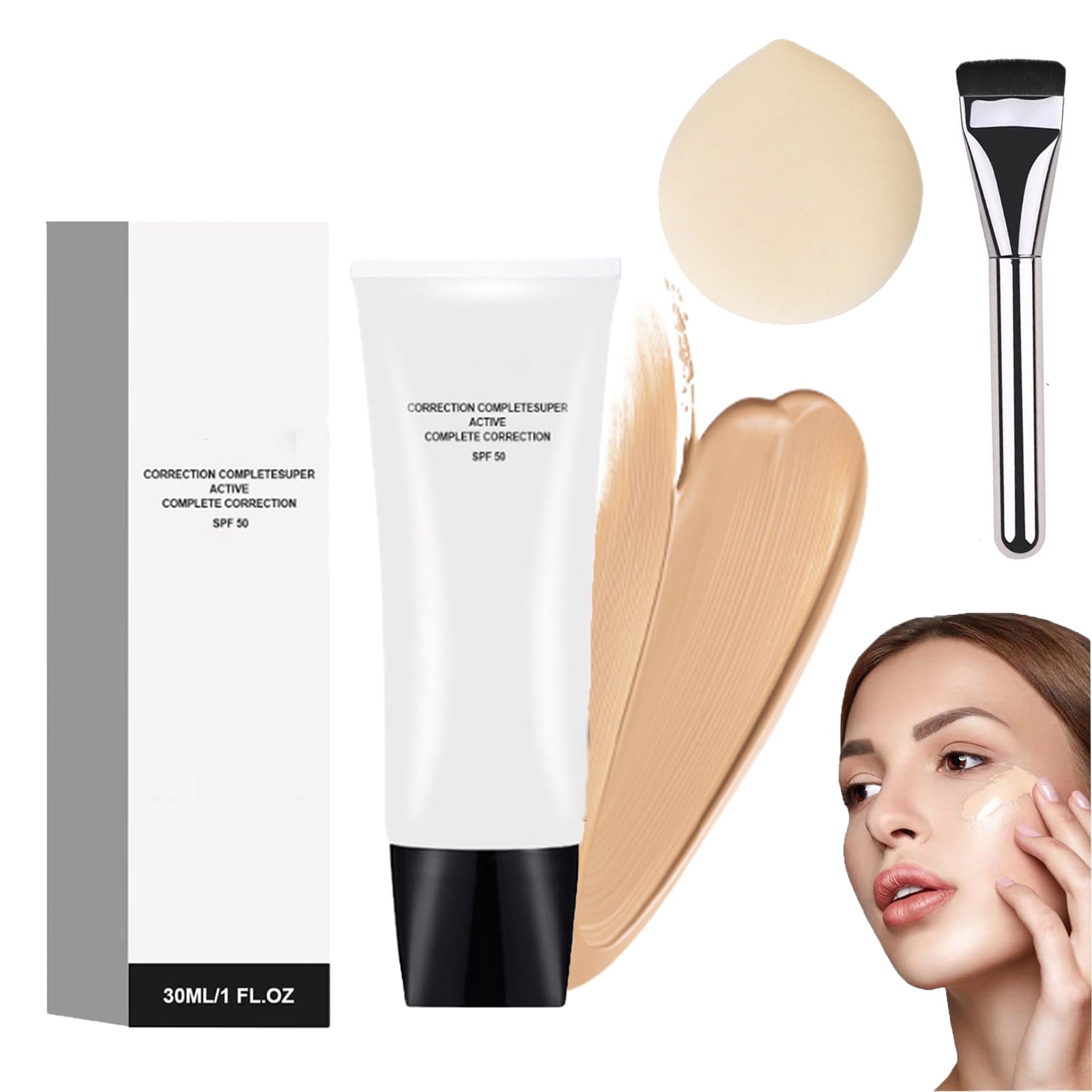 Perbella Cc Cream Self Adjusting for Mature Skin, Perbella Cc Cream, Perbelle Skin Tone Adjusting CC Cream Spf 43, Perbelle Cc Cream for Older Women (ivory, 1PCS)