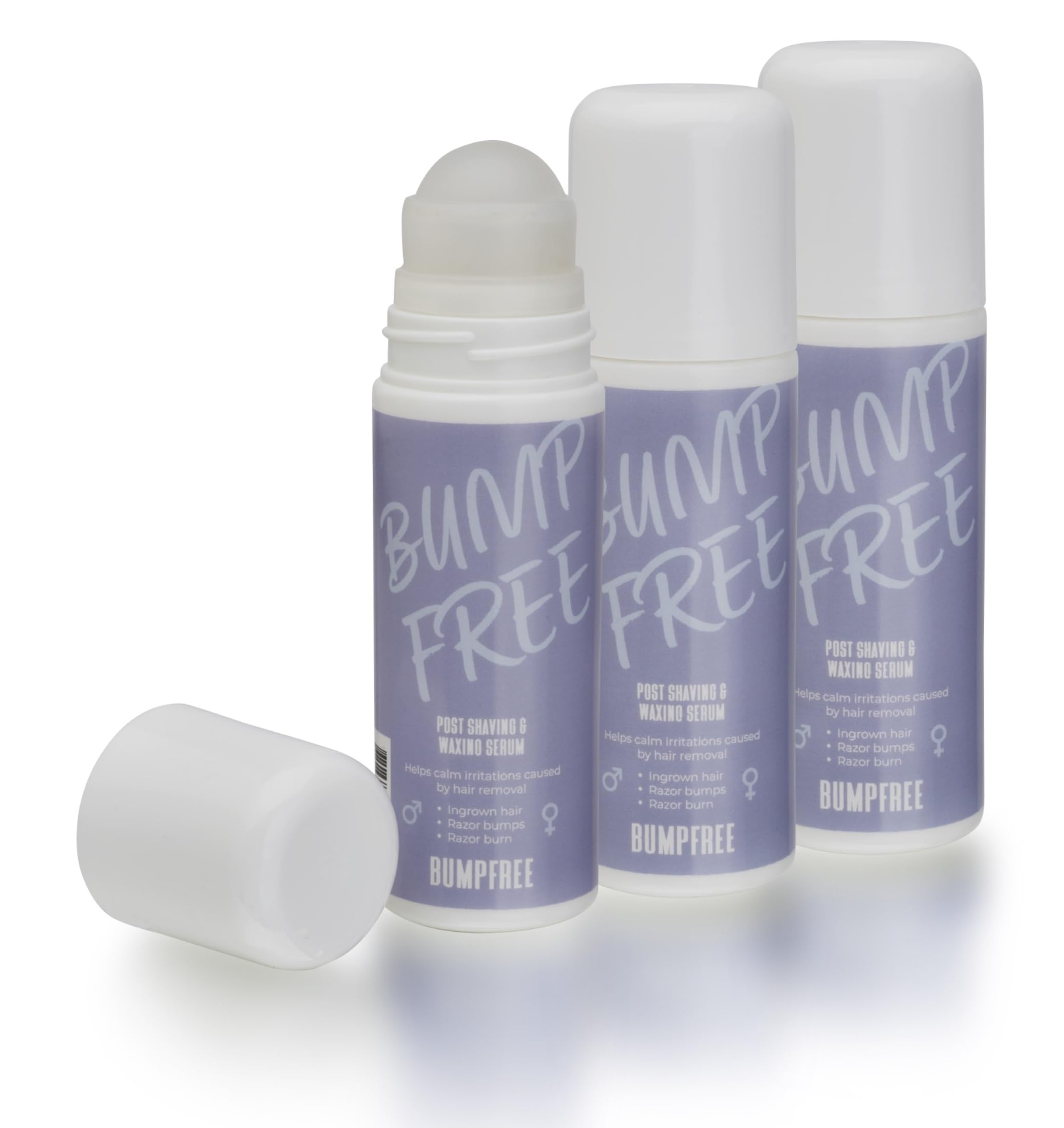 Zestaw 3 sztuk; BumpFree serum przeciw pryszczom po goleniu, wrastającym włosom i oparzeniom po goleniu – pielęgnacja po goleniu dla mężczyzn i kobiet – 90 ml Roll-On
