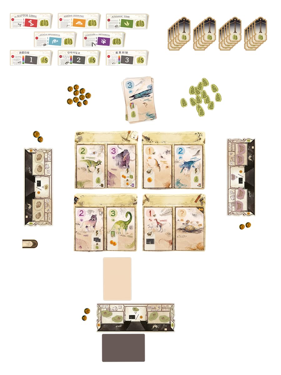 Asmodee, First Giants, Version Allemande, Jeu Familial avec fossiles pour 2 à 5 Joueurs à partir de 10 Ans, Un musée des géants préhistoriques avec 30 Minutes de Temps de Jeu par Partie