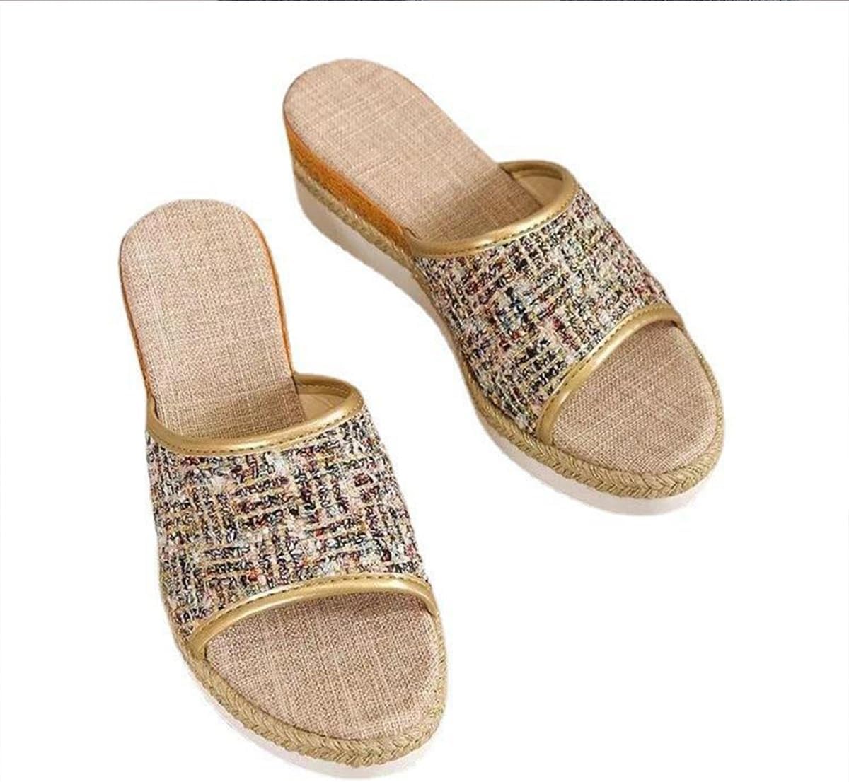 Orthopedic Sandals Platform Wedges Sandals Women Dressy Fashion Espadrilles Sandals Casual Summer High Heels Open Toe Sandals Slip on Shoes Orthopedic Sandals (Color : Light Yellow, Size : 9 US)