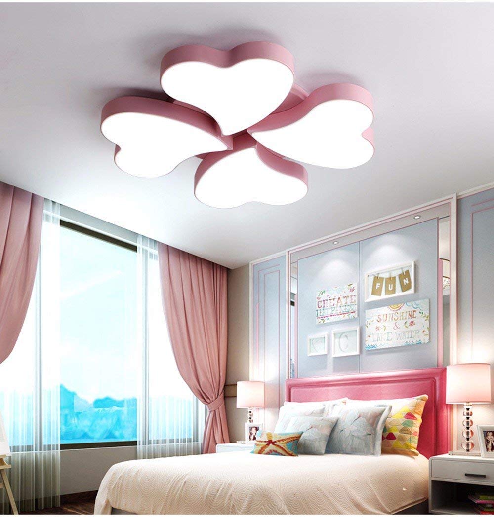 Plafonnier moderne LED rose grand format pour chambre d'enfants