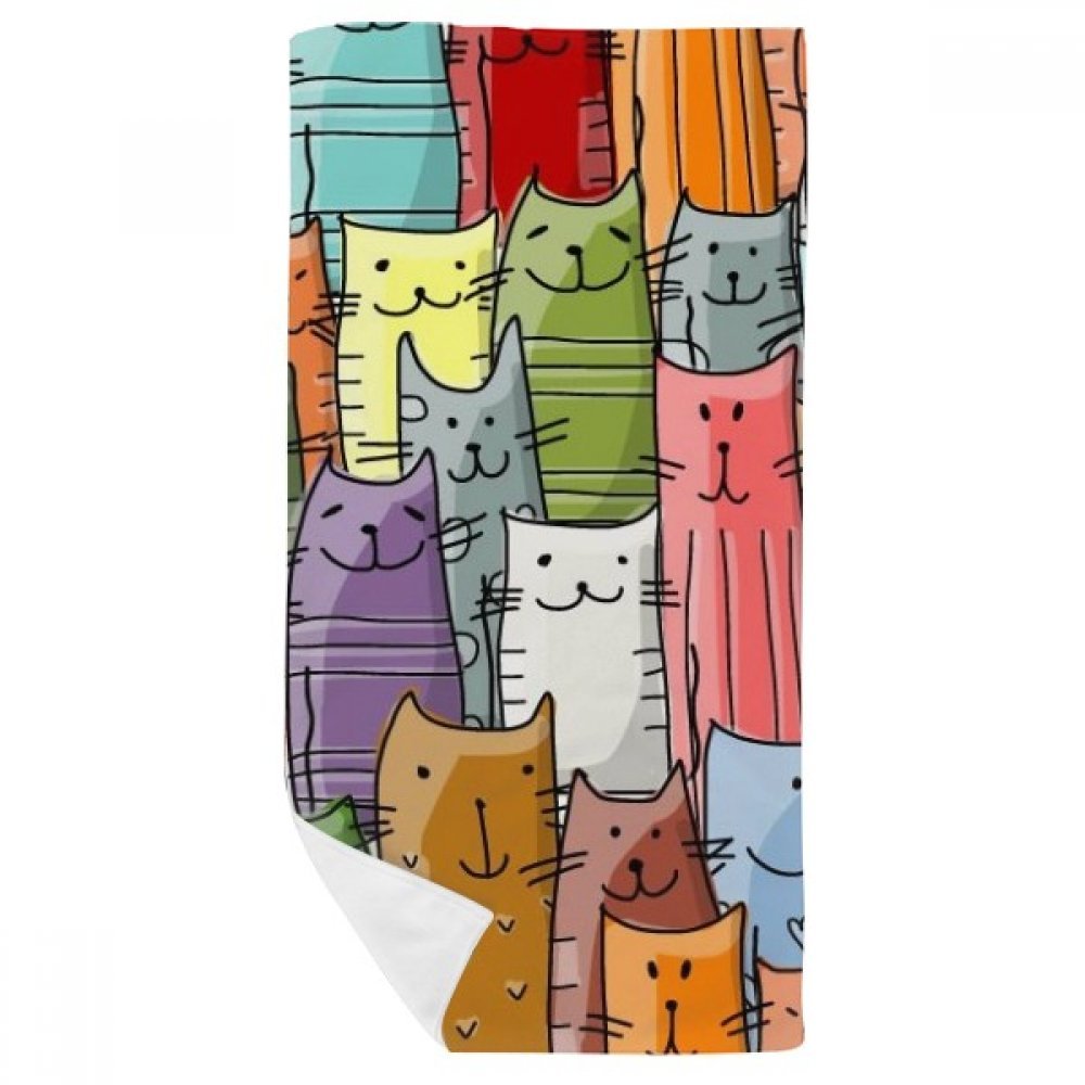 Gant de toilette chat mignon 35x70cm et serviette absorbante faune sauvage