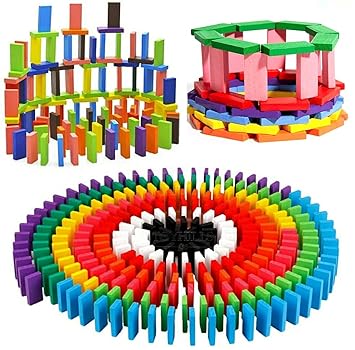 Toyhills Wooden Blocks Dominoes Game Toys for Kids 5 Years+,Wooden Building Blocks & Kids Activity Toys for Kids Boys & Girls (Pack of 60)