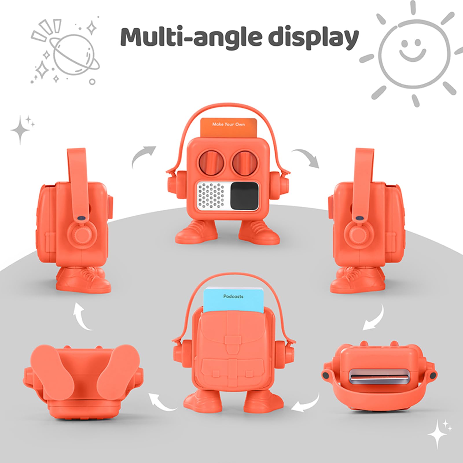 Coque rigide compatible avec Yoto Mini Player, étui de protection en plastique pour mini haut-parleur audio et cartes Auido (Orange)