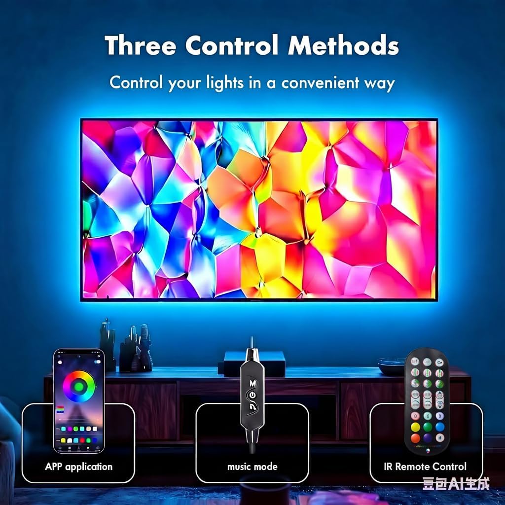 TV LED Backlight, RGB TV Backlight for 32-43 inch TVs,Smart APP Remote Control,Music Sync Color Changing Strip Lights,Led Strip Lights for Bedroom,Gaming,Kitchen,Living Room