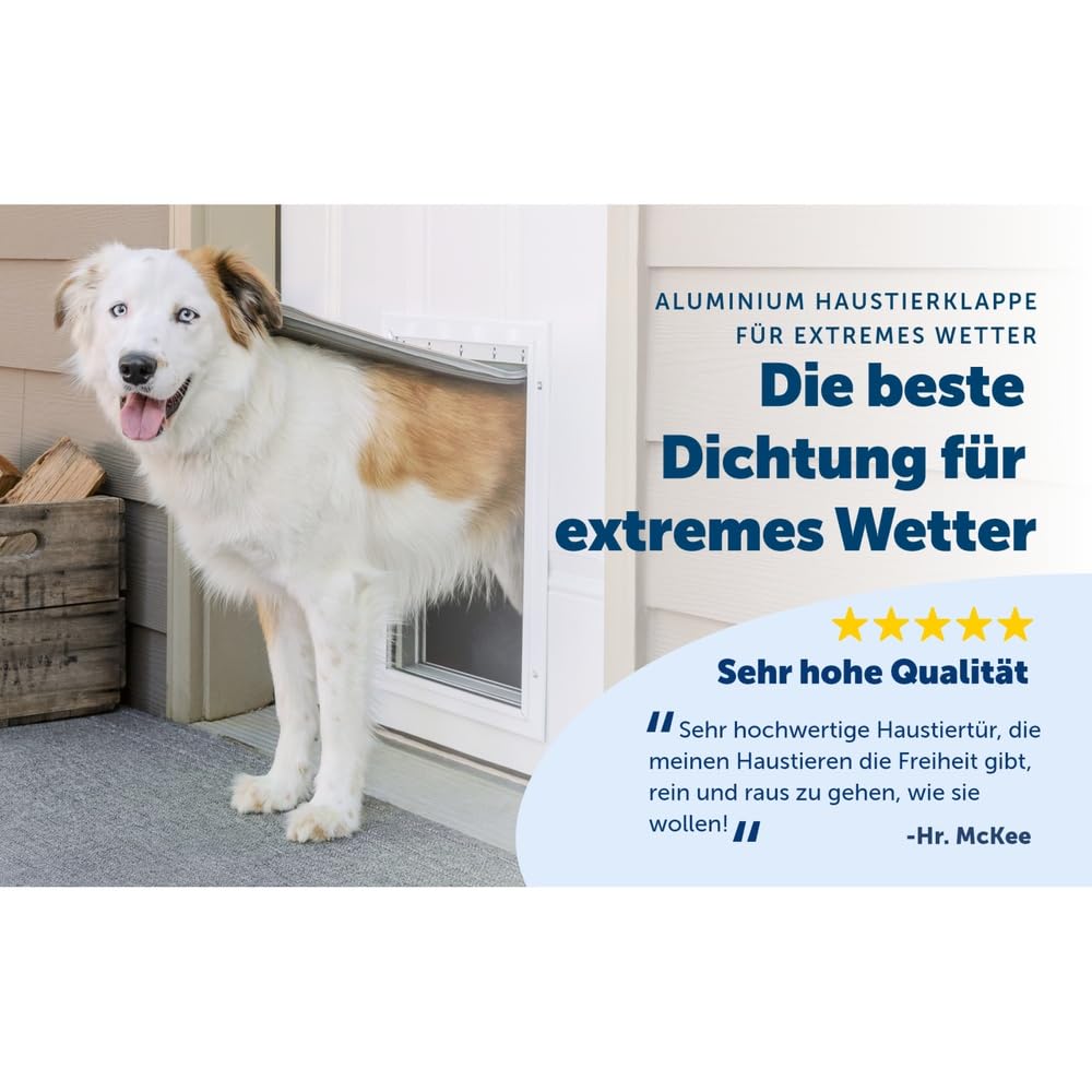 PetSafe Energieeffiziente Aluminium Haustiertür für Extreme Wetterbedingungen - Isoliertes Klappensystem - Für Katzen & Hunde - XL