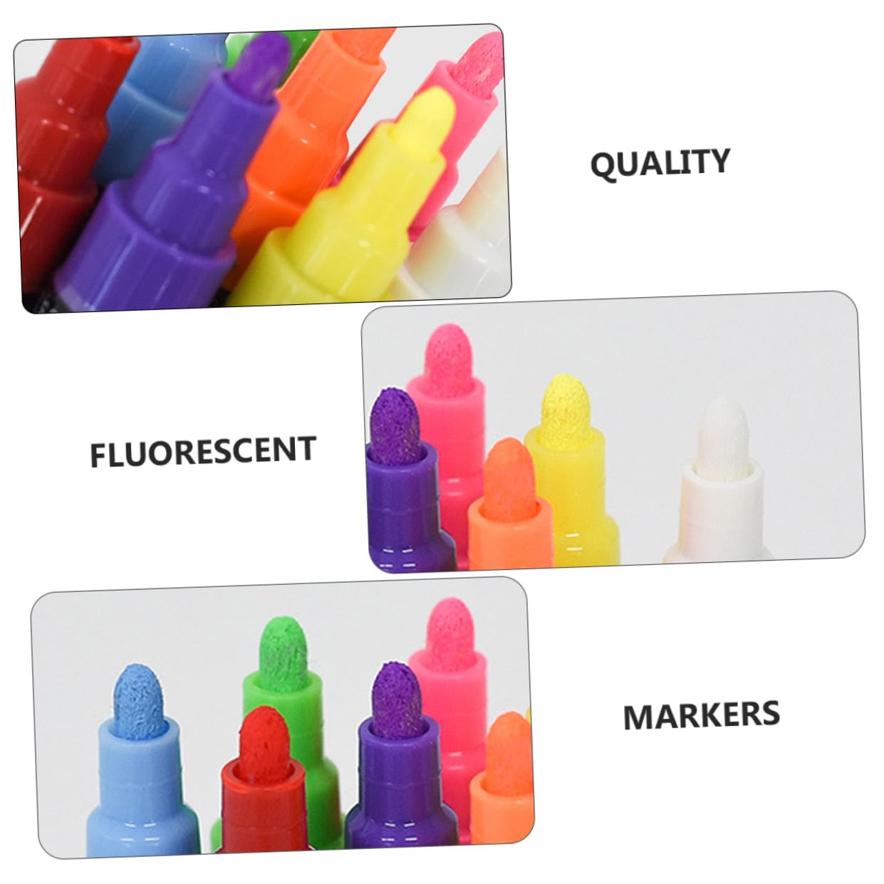 Set de 12 Rotuladores Fluorescentes Borrables de 6mm para Pizarra | Punta Redonda, Tinta Líquida, Uso en Panel LED Fluorescente, Paquete de 12 Unidades