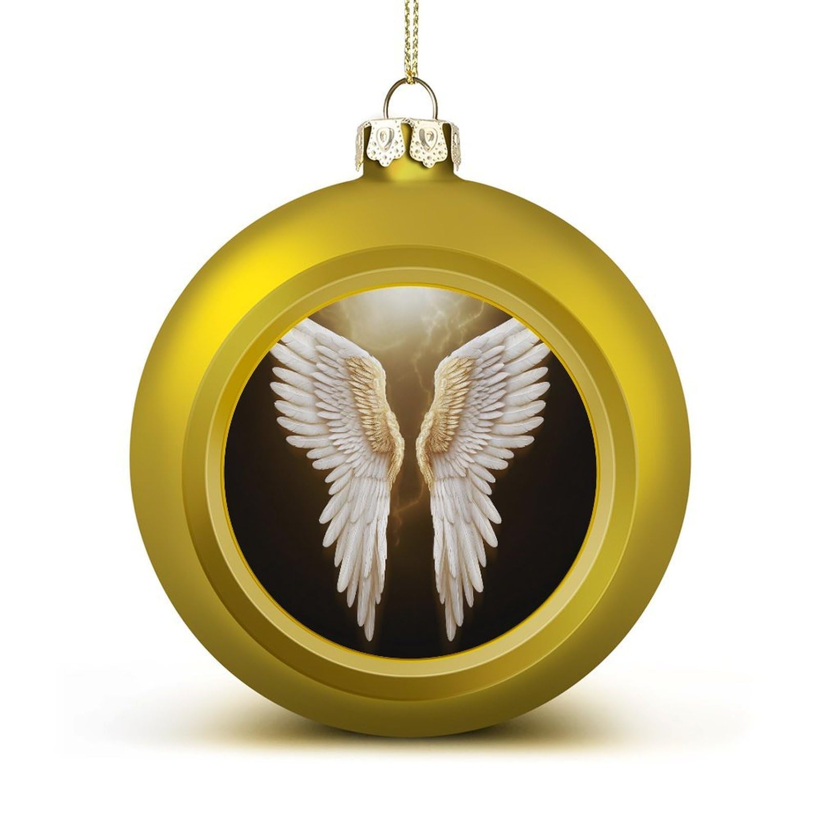 Angel Wing Christmas Tree Ornaments 4CM Shatterproof Pc Plastic Balls with Lanyard Baubles Hanging Christmas Ball Ornaments for Xmas Tree Holiday Party Wedding Home Decorations
