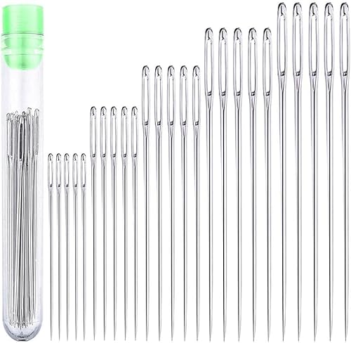 Dpwoum 1 25Pcs Silver Darning Needles, Sewing Needles, Embroidery Needles Set, Large Eye, Blunt Needles,Sewing Needles With, Easy Threading For Sewing And Craft Projects，Sewing And Fabric