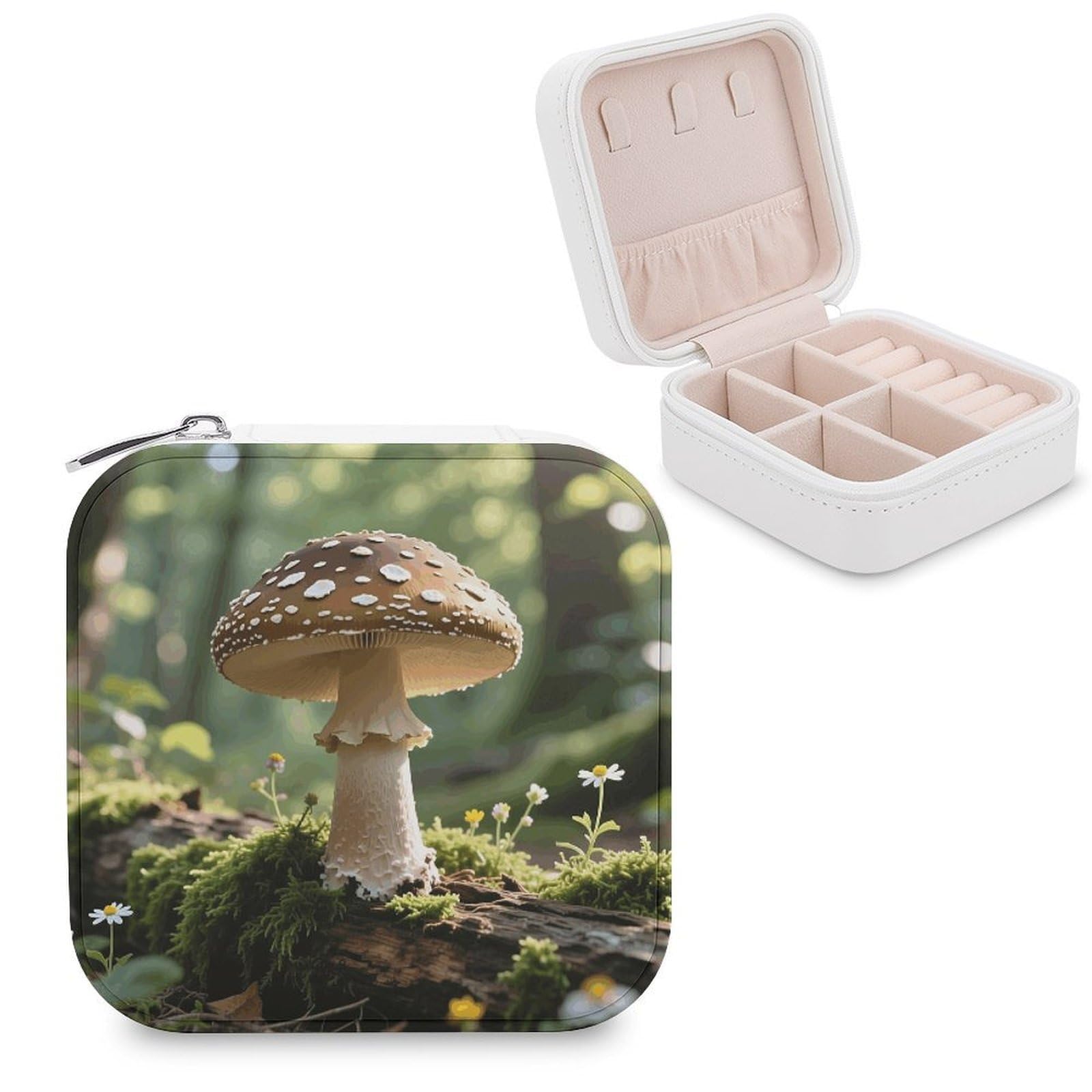 FekiLoot Mushroom Jewelry Box Exquisite Jewelry Organizer Silver Gold Trinket Storage Case Multi Compartments Cute Earrings Ring Necklace Holder For Woman Household Gift