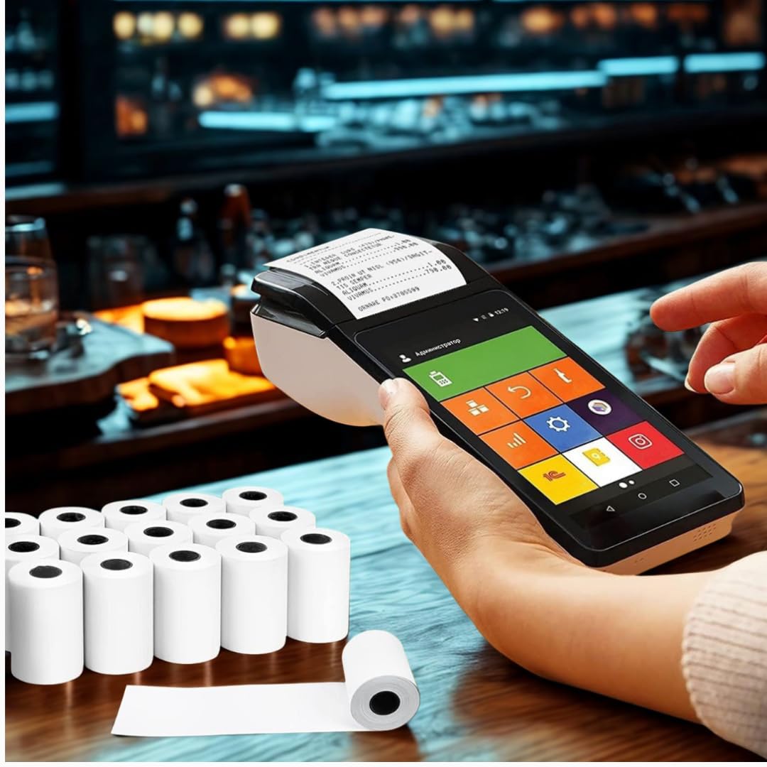 RFD 100 Rotoli POS 57x20 Carta Termica Alta Qualità - Rotolini POS Omologati Compatibili con Nexi, SumUp e Registratori di Cassa - Carta per POS Senza BPA, Certificati FSC