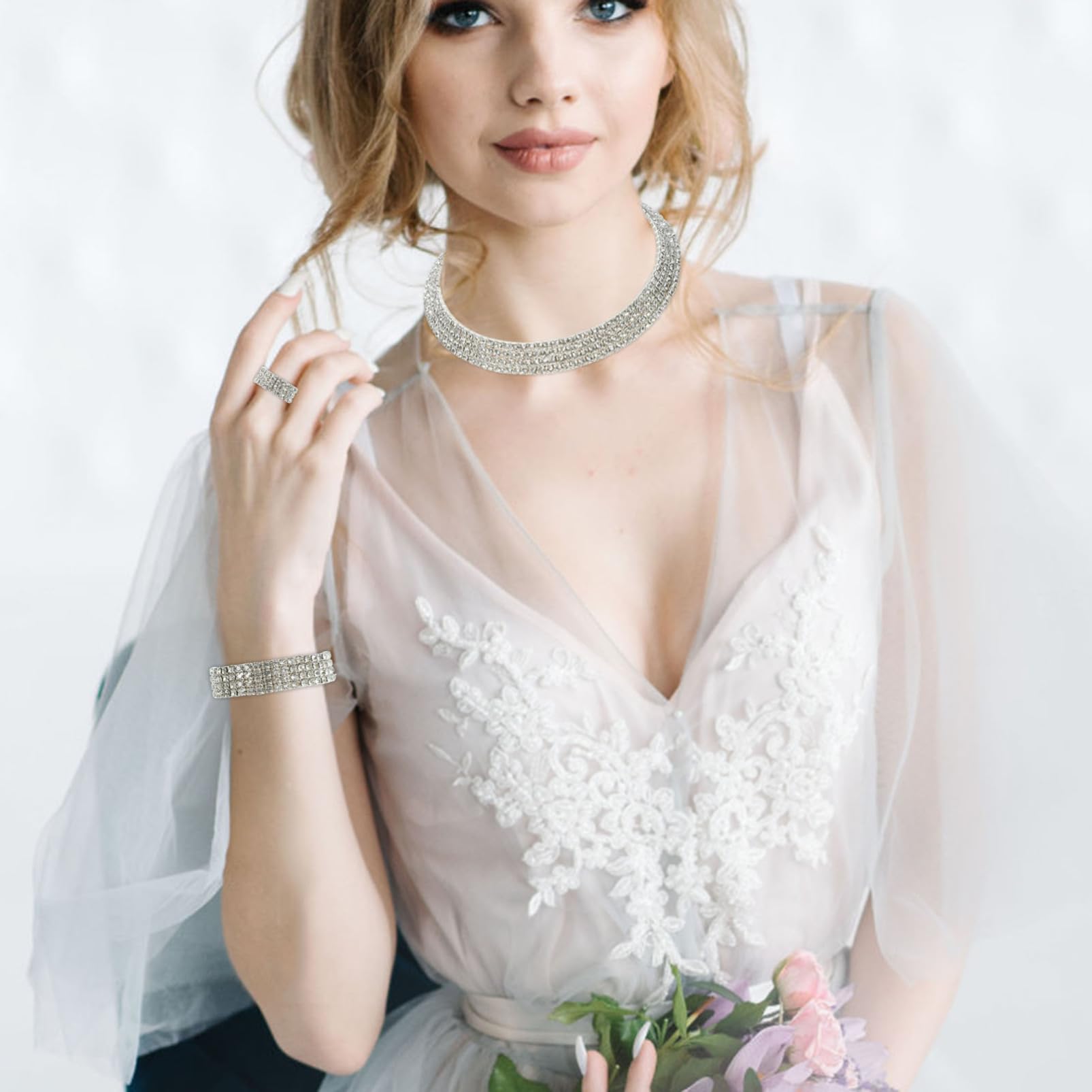 Ipetboom Pendientes De De Imitación Cadena Para Novia Collares Para Mujer Pulseras Dijes De Boda Oro Redondo Para Mujer Traje Anillo Trajes Para Mujer Kit De