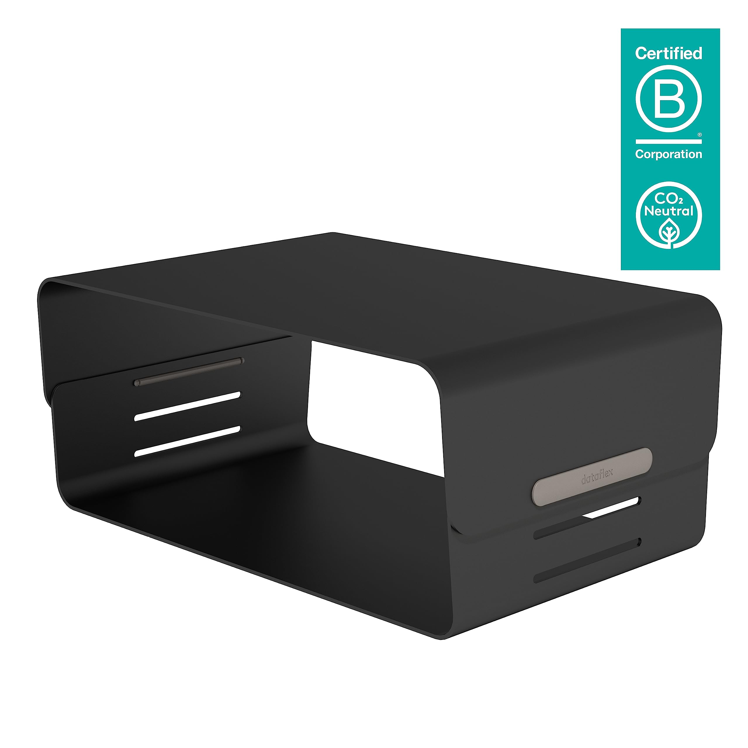 Dataflex Bento® Rialzo Monitor - Regolabile 123 Nero - Supporto per monitor con 3 regolazioni in altezza, fino a 20 kg, robusto e privo di graffi, perfetto con la cassetta porta oggetti Bento®