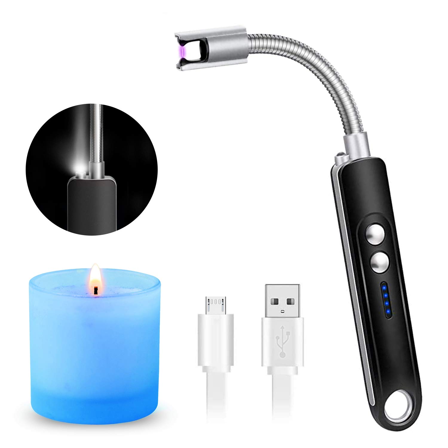 Buy Candle Lighter USB Rechargeable, Electric Lighter with LED
