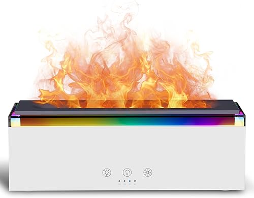 Katusie Difusores de aceite esencial de 6.8 fl oz Difusor de llama de aromaterapia con 17 modos de luz ambiental LED colorida y 4 difusores de
