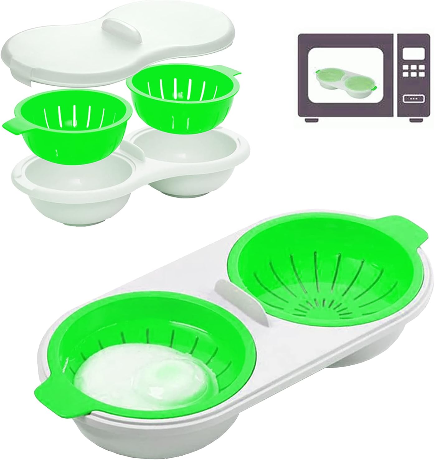 Microwave Egg Poacher NonStick Feature Draining Egg Poachers Food