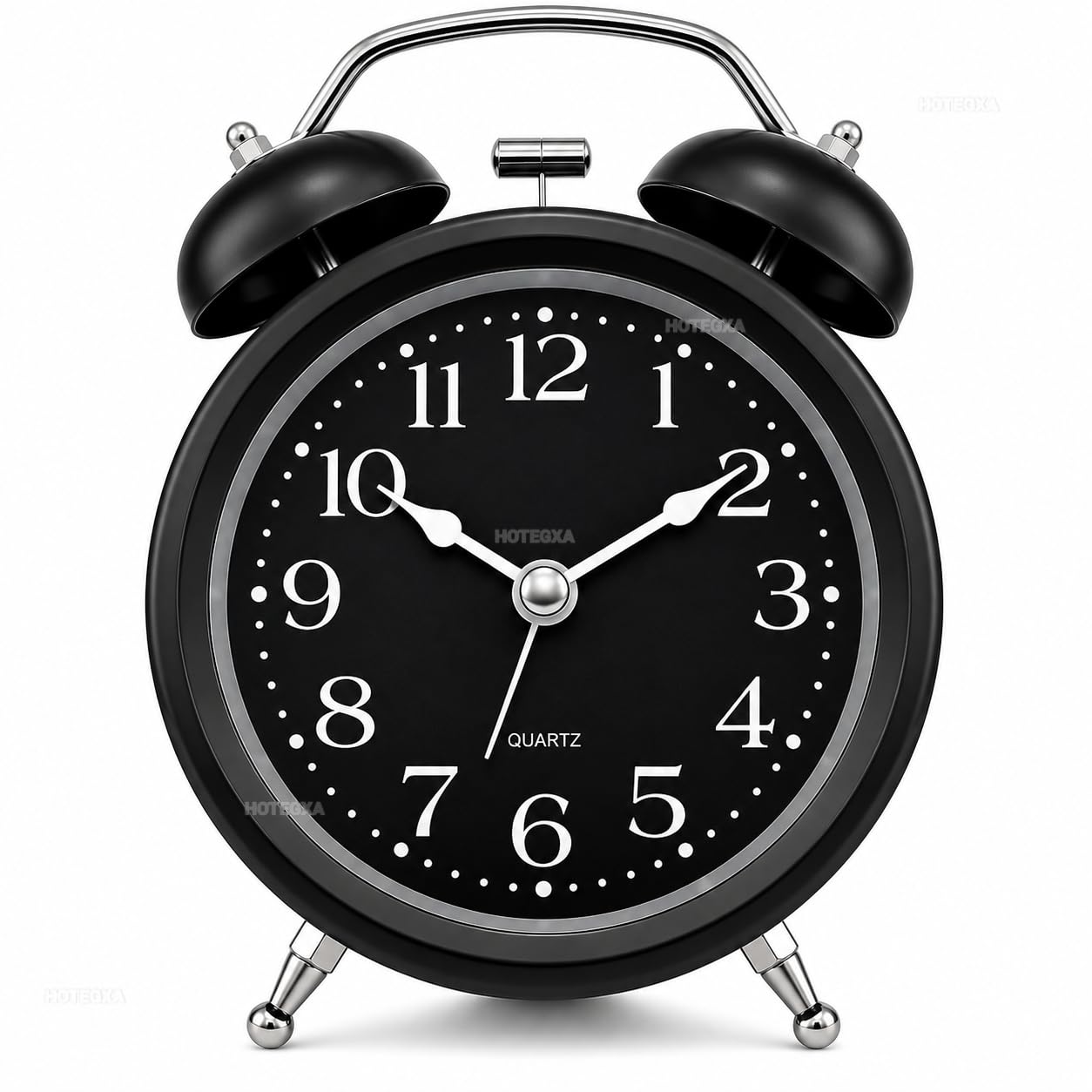 Hotegxa Loud Twin Bell Alarm Clock for Heavy Sleepers – 4 Inch Metal Battery Operated Silent Non-Ticking Analog Alarm Clock for Bedroom, Home, Office, Study Table & Kids Room (Black)-image-28
