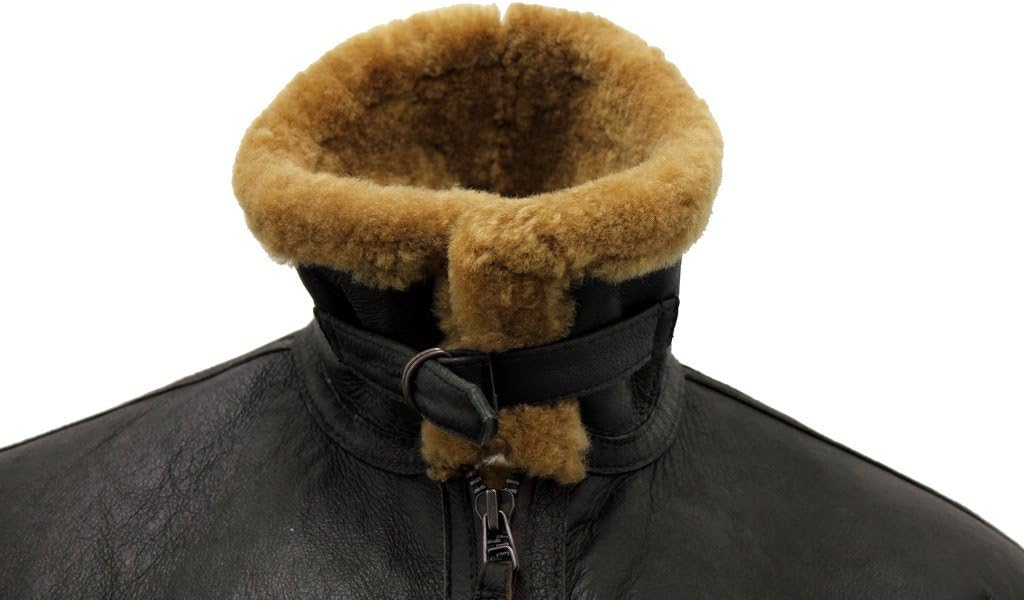 Infinity Men’s Brown RAF Real Shearling Sheepskin Flying Leather Jacket - Image 7
