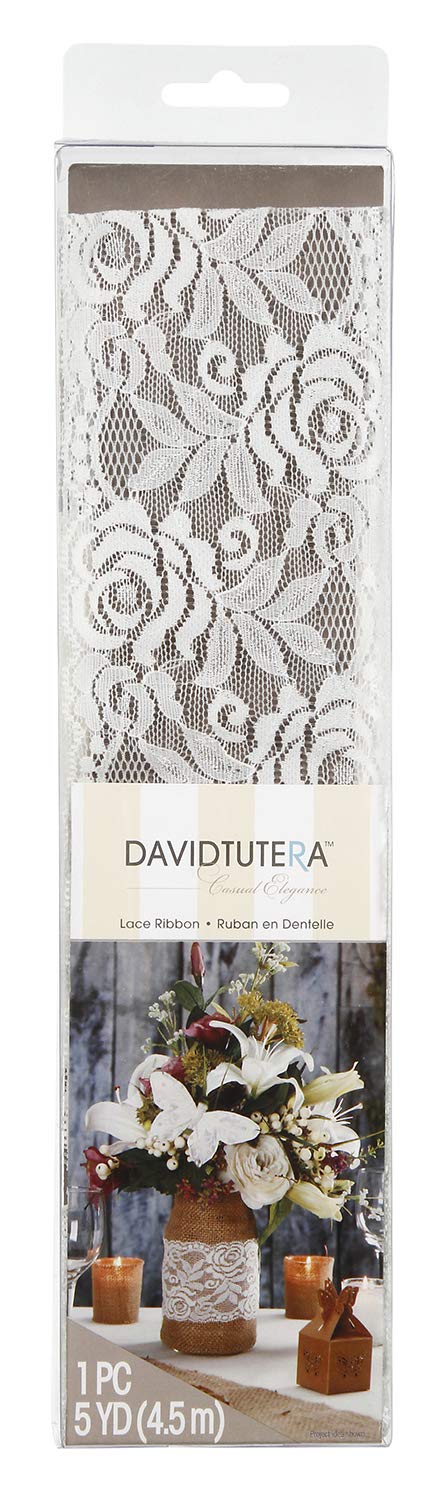 Darice DT3112 Lace Ribbon 5 yd White 3in. Wide
