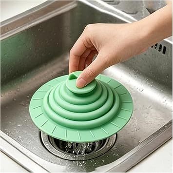 Large Silicone Tub Cover 2 Pack, 6 Inches Bathtub Drain Cover and Sink Cover Funny Drain Plug Perfect for Bathroom Kitchen and Laundry Food-Grade Safe for KidsGreen
