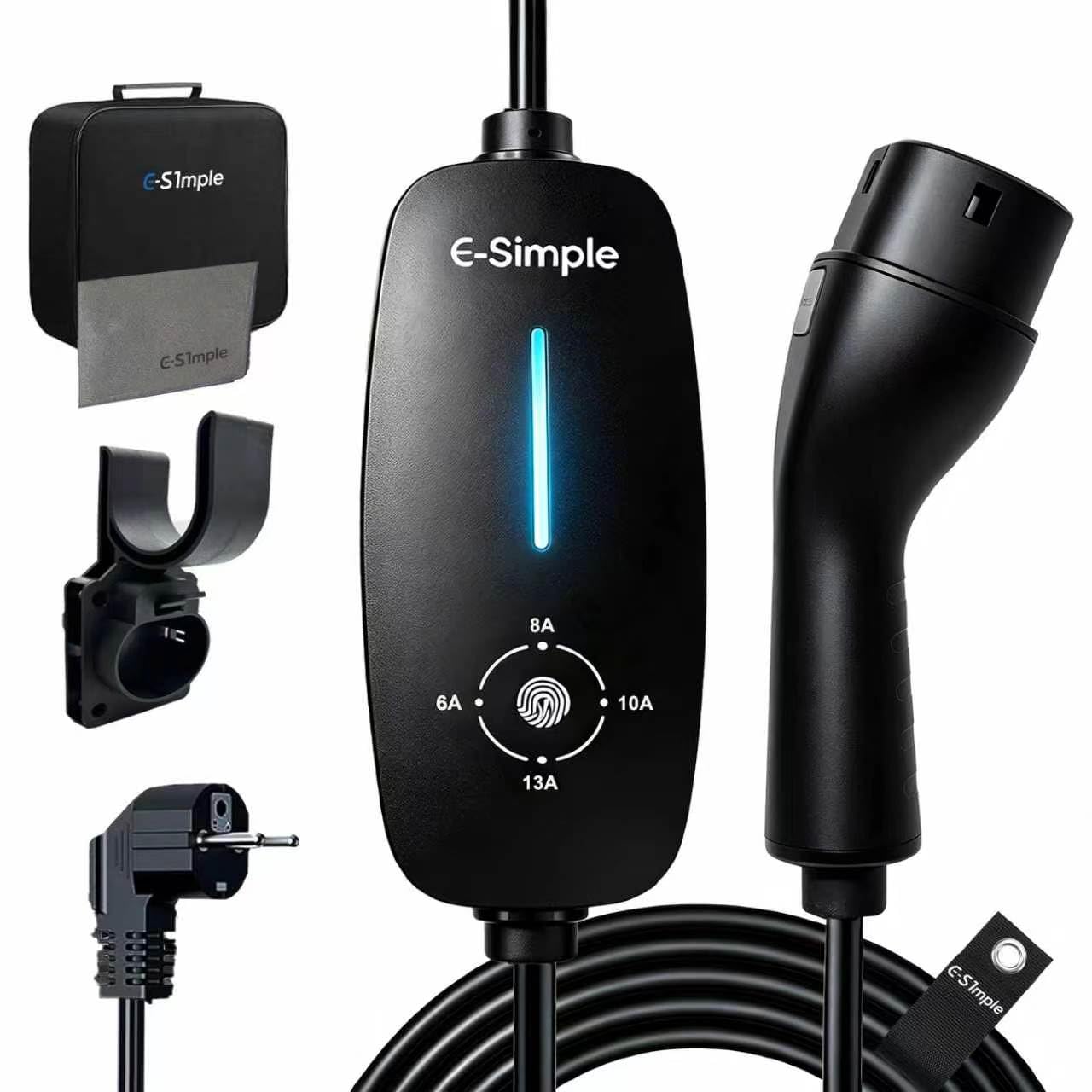Typ 2 Ladekabel Schuko, 5M, 3KW, 6-13A, EV Ladegerät mit Schuko Stecker 16A